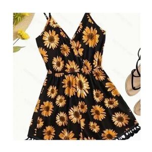 Floral Black and Yellow Jumpsuit